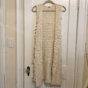 Free People Crochet/Shag Sleeveless Cardigan